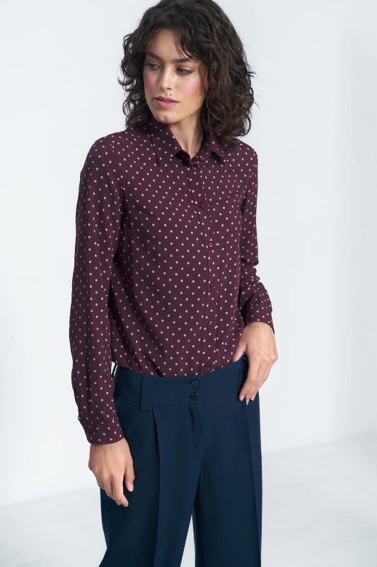Nife Granatowe spodnie typu wide leg - SD81