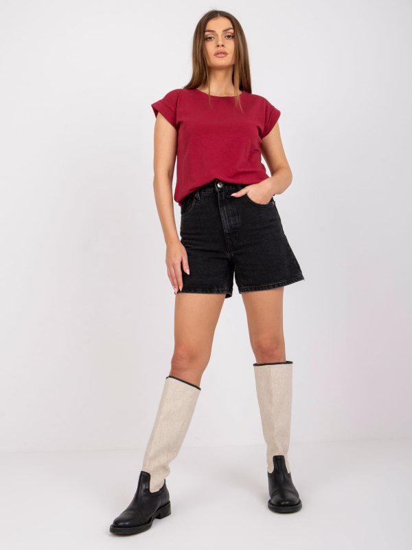T-shirt-RV-TS-4833.91P-bordowy rozmiar - XS