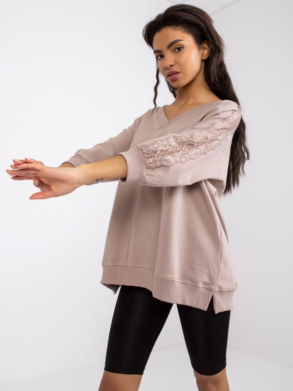 Bluzka-RV-BZ-7557.01-ciemny bezowy rozmiar - L/XL