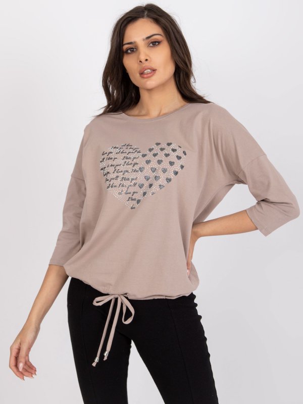 Bluzka-RV-BZ-0229.13P-ciemny bezowy rozmiar - L/XL