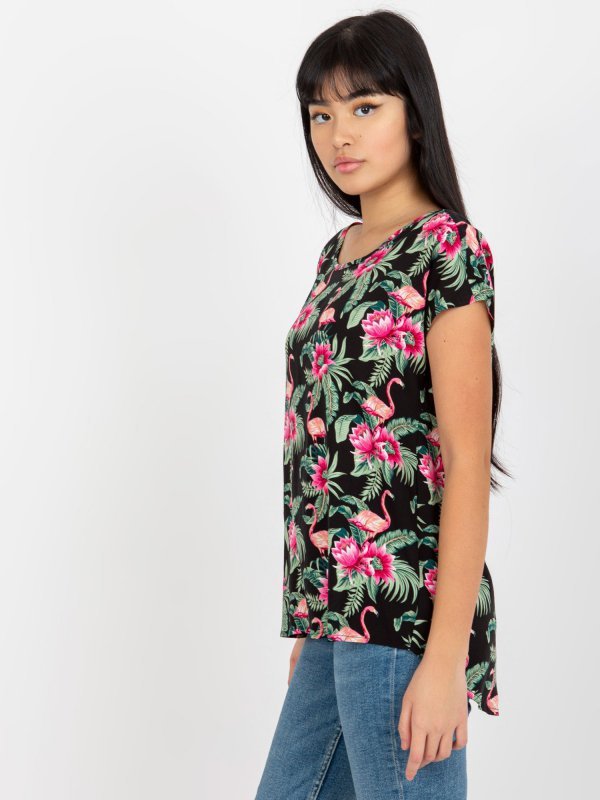 Bluzka-D73771R10978P-czarno-zielony rozmiar - M