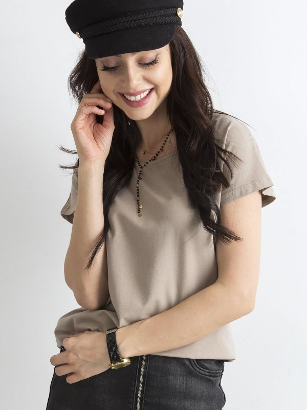 T-shirt-RV-BZ-4622.69-ciemny bezowy rozmiar - XS