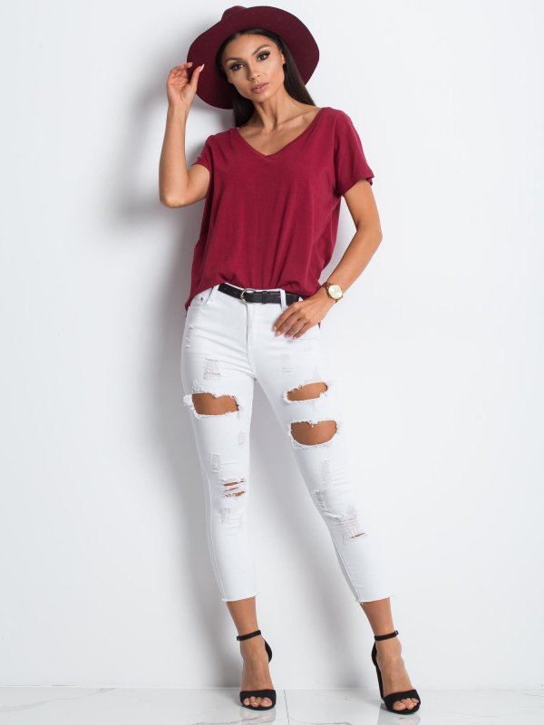 T-shirt-RV-TS-4832.16P-bordowy rozmiar - S