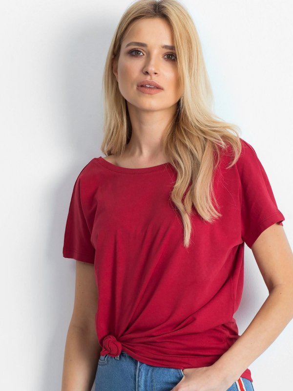 T-shirt-RV-TS-4662.04X-bordowy rozmiar - M