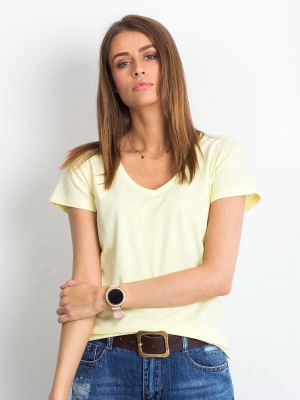 T-shirt-RV-TS-4837.37P-jasny żółty rozmiar - XS