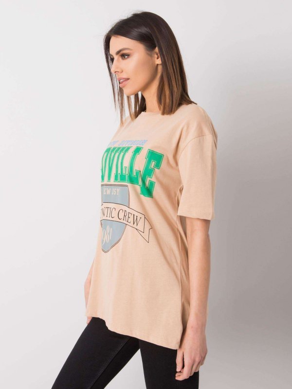 T-shirt-327-TS-2126.71-beżowy rozmiar - M