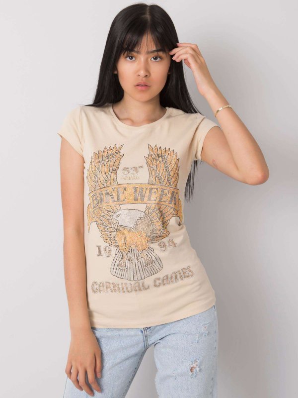 T-shirt-EM-TS-ES-21-533.16-beżowy rozmiar - S