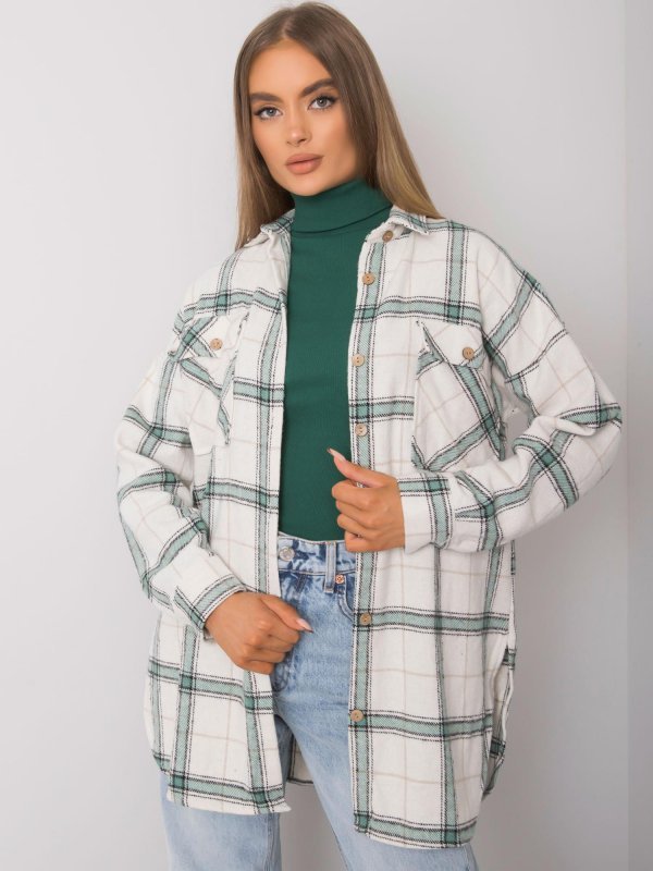 Koszula-TO-KS-0810-3.32-biało-zielony rozmiar - L/XL