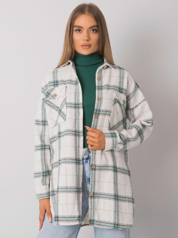 Koszula-TO-KS-0810-3.32-biało-zielony rozmiar - L/XL