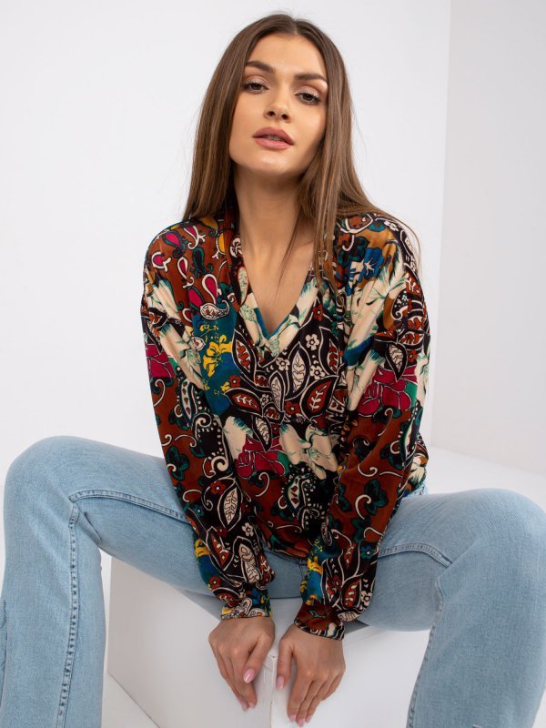 Bluzka-DHJ-BZ-6033-2.46P-brązowy rozmiar - ONE SIZE