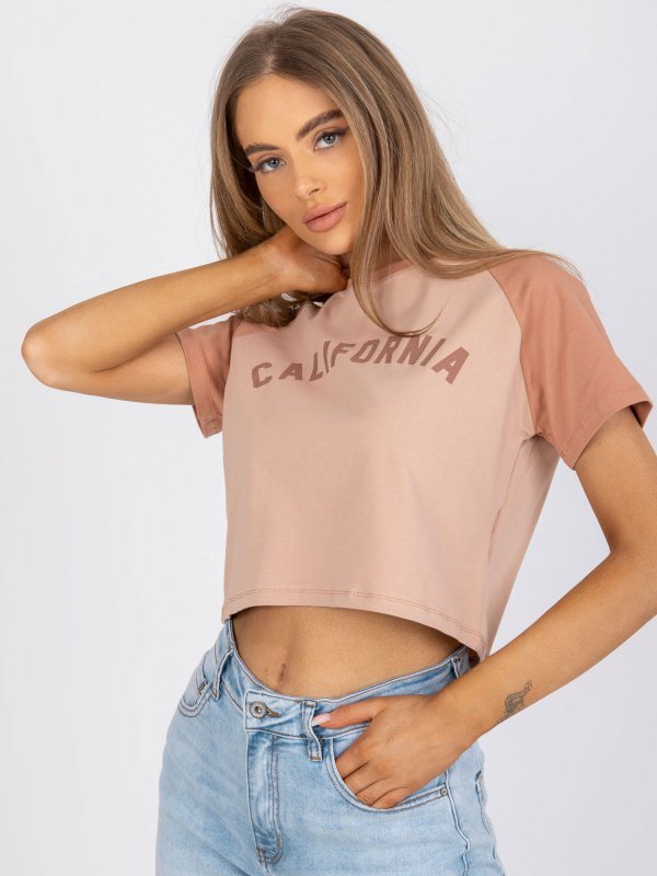 T-shirt-FA-TS-7708.44-beżowy rozmiar - ONE SIZE