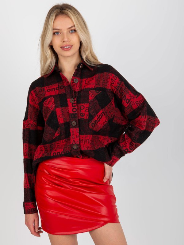 Koszula-DN-KS-3990.95P-czarno-czerwony rozmiar - S