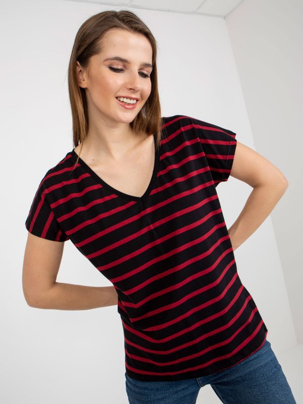 T-shirt-RV-TS-8567.26-czarno-czerwony rozmiar - S