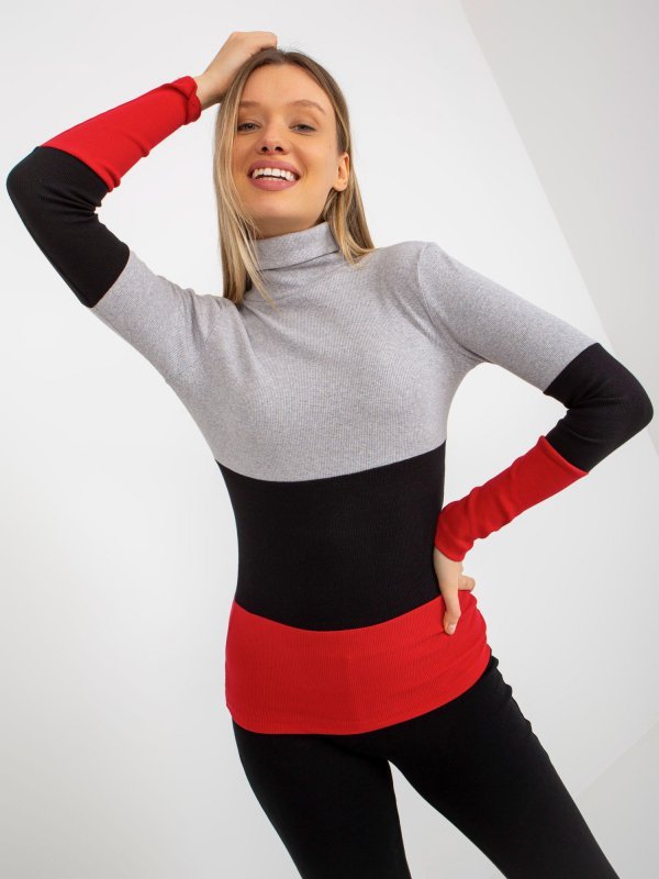 Bluzka-RV-BZ-8465-1.08P-szaro-czarny rozmiar - ONE SIZE