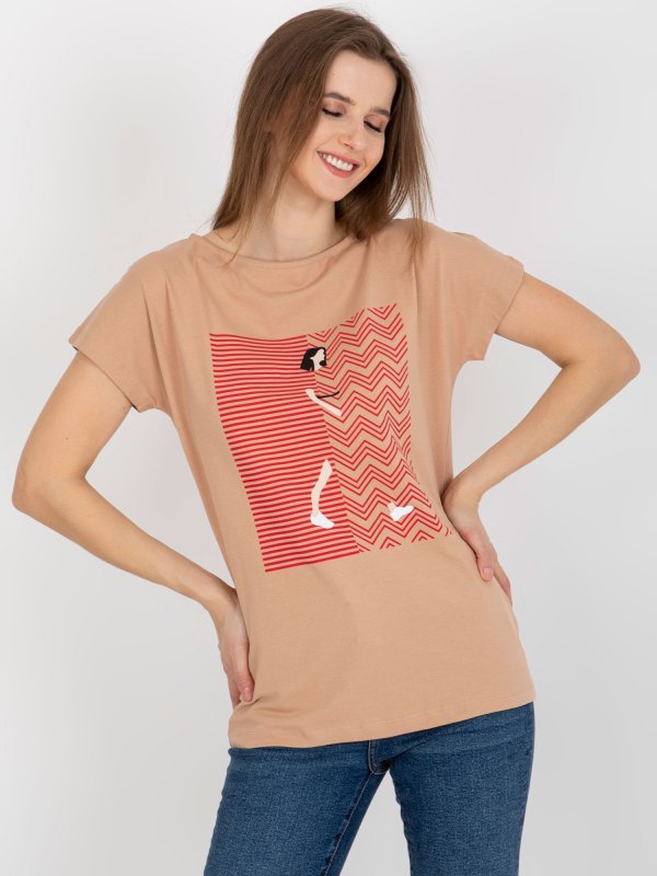 T-shirt-FA-TS-8406.82P-camelowy rozmiar - ONE SIZE