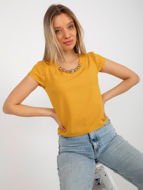Bluzka-LK-BZ-505783-1.42P-ciemny żółty rozmiar - 38