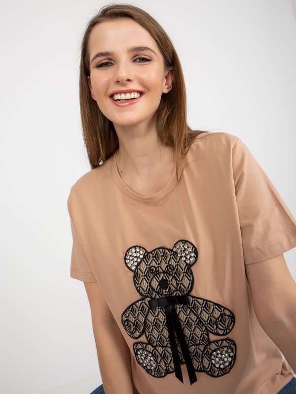 T-shirt-FA-TS-8443.84P-camelowy rozmiar - ONE SIZE