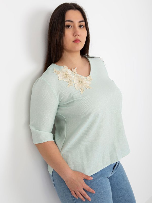 Bluzka-LK-BZ-506692.32-mietowy rozmiar - 46