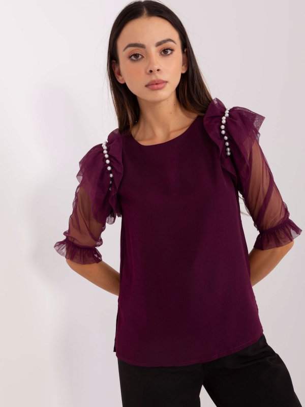 Bluzka-LK-BZ-506682.26P-ciemny fioletowy rozmiar - 38