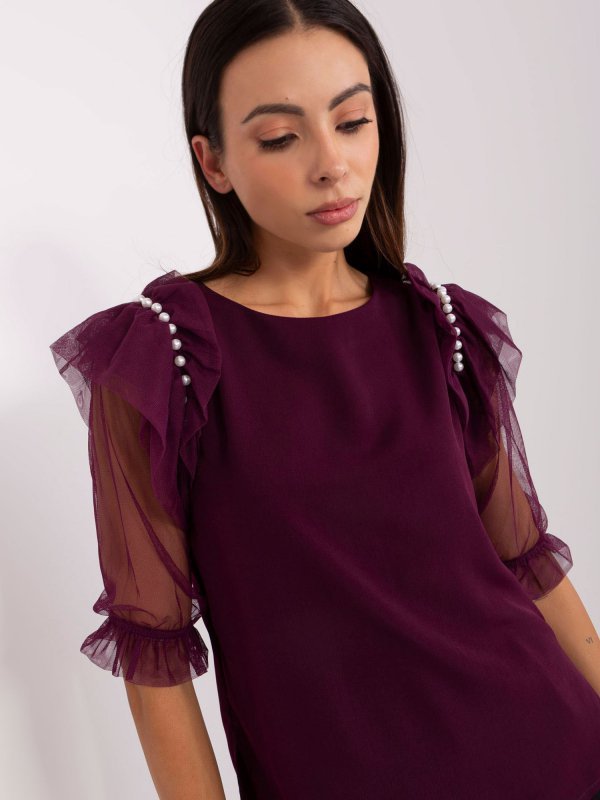 Bluzka-LK-BZ-506682.26P-ciemny fioletowy rozmiar - 42