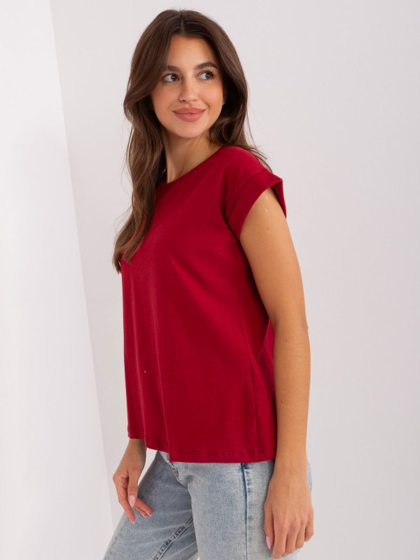 T-shirt-RV-TS-4833.00X-bordowy rozmiar - S