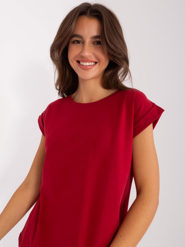 T-shirt-RV-TS-4833.00X-bordowy rozmiar - S