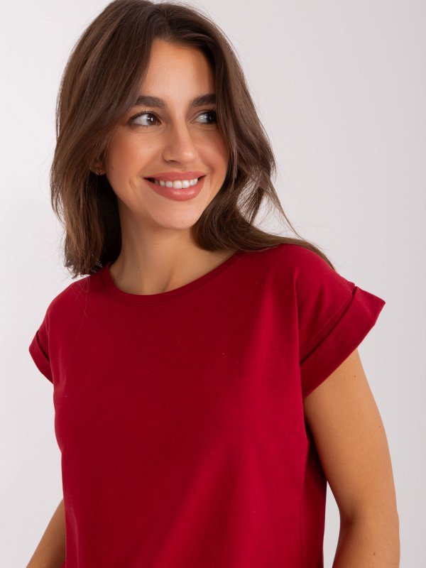 T-shirt-RV-TS-4833.00X-bordowy rozmiar - L
