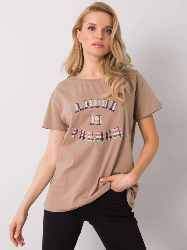 T-shirt-FA-TS-6892.88-ciemny bezowy rozmiar - ONE SIZE