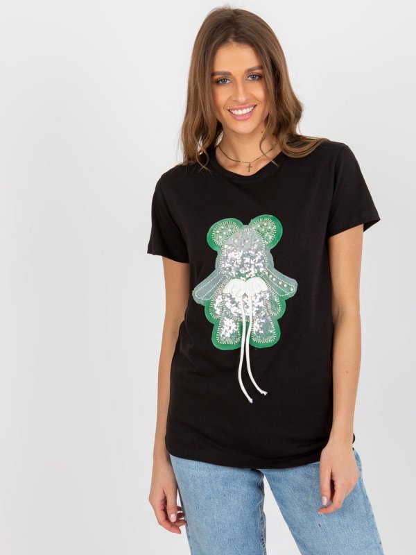 T-shirt-FA-TS-8500.19P-czarno-zielony rozmiar - ONE SIZE