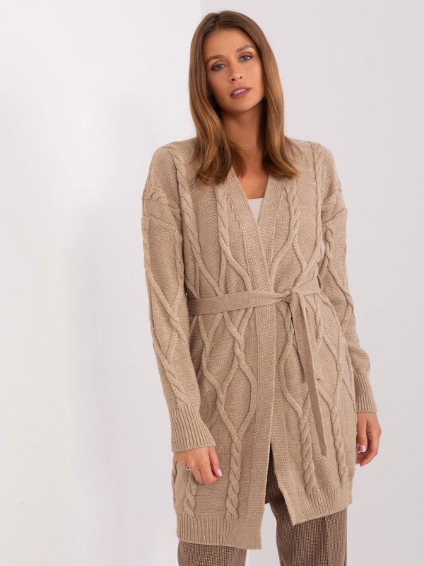 Kardigan-BA-SW-8009-1.39P-ciemny bezowy rozmiar - ONE SIZE
