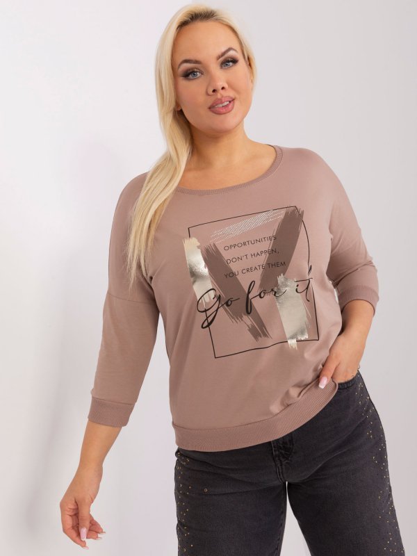 Bluzka-RV-BZ-8981.31P-ciemny bezowy rozmiar - ONE SIZE