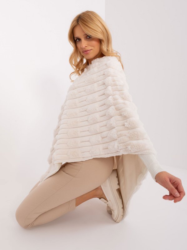 Poncho-AT-PN-2347.68-ecru rozmiar - ONE SIZE