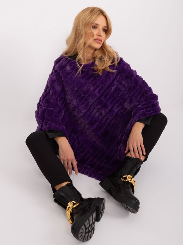 Poncho-AT-PN-2347.68-ciemny fioletowy rozmiar - ONE SIZE