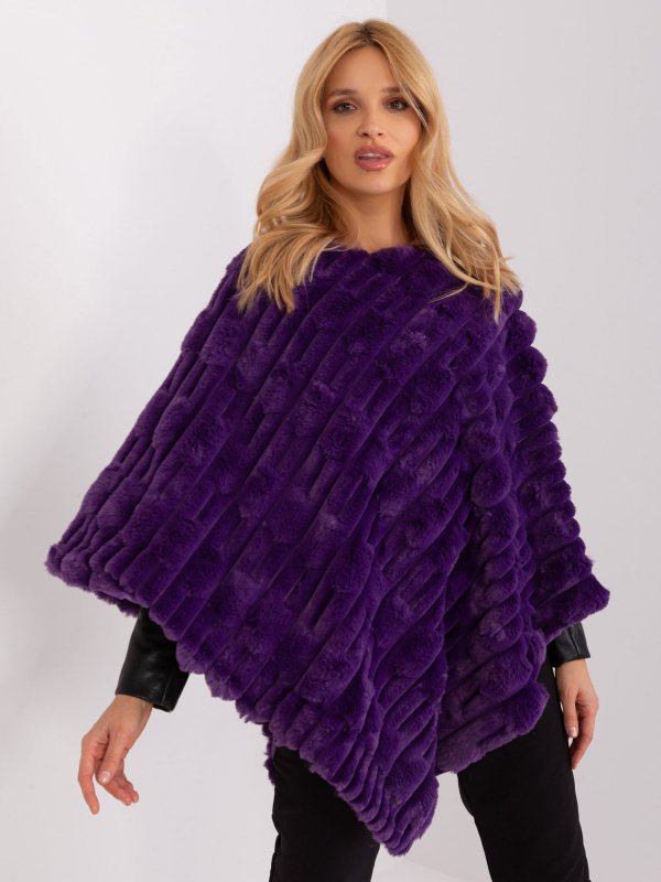 Poncho-AT-PN-2347.68-ciemny fioletowy rozmiar - ONE SIZE