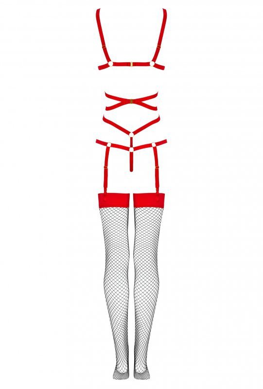 Thiara Red/Czerwone zmysłowe body z pończochami LivCo Corsetti Fashion rozmiar - S/M