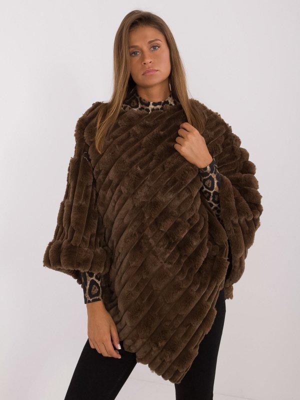 Poncho-AT-PN-2347.88-ciemny brązowy rozmiar - ONE SIZE