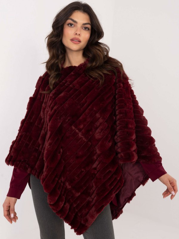 Poncho-AT-PN-2347.68-bordowy rozmiar - ONE SIZE