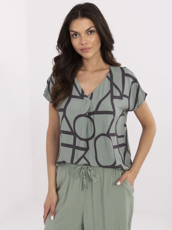 Bluzka-D73771M11171D-khaki rozmiar - M