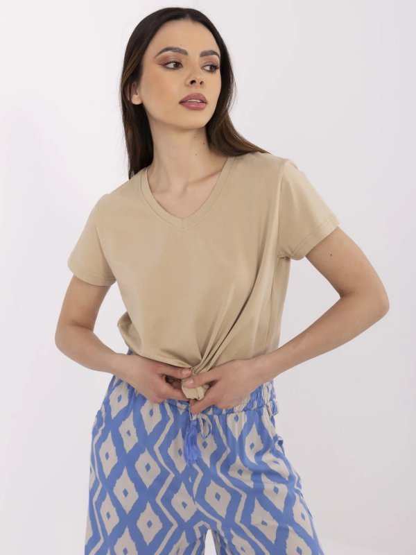 T-shirt-CLM-TS-1639.12-beżowy rozmiar - M