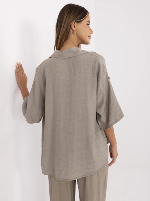 Koszula-MI-KS-6537.74P-ciemny bezowy rozmiar - ONE SIZE