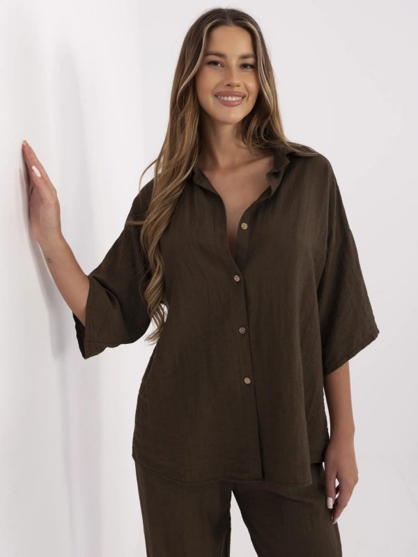 Koszula-MI-KS-6537.74P-ciemny brązowy rozmiar - ONE SIZE
