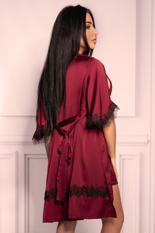 Szlafrok Aresmina LC 90564 Cherry Mahogany Callection Burgundy Bordowy LivCo Corsetti Fashion rozmiar - L/XL