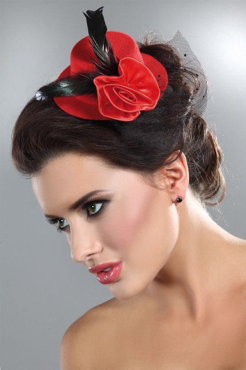 Mini Top Hats Red Czerwony LC 12016 Model 7 LivCo Corsetti Fashion Model 7