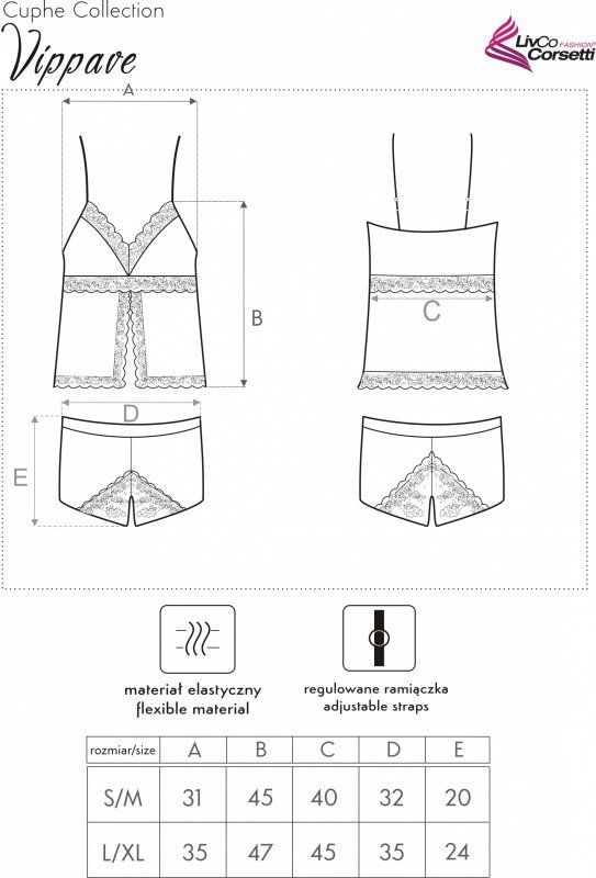 Zmysłowa Koszulka Damska Vippave LC 90598 Cuphe Pink Różowy Collection LivCo Corsetti Fashion rozmiar - L/XL