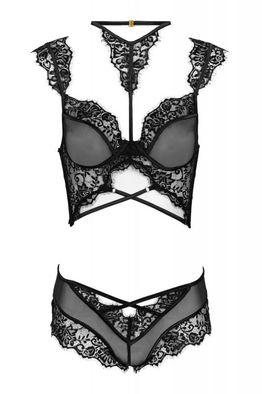 Zmysłowy komplet Palmenom Black Czarny LivCo Corsetti Fashion rozmiar - L/XL