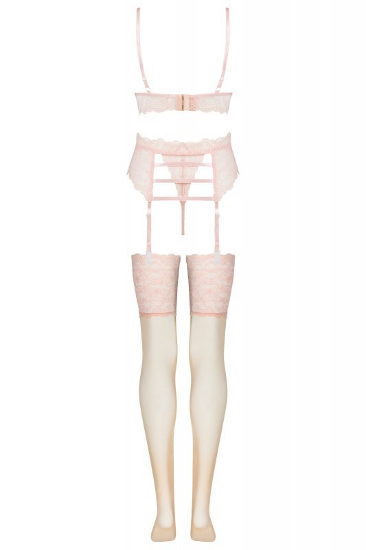 Zmysłowy komplet Flooranis Peach Emporio Collection Brzoswiniowy LivCo Corsetti Fashion rozmiar - L/XL