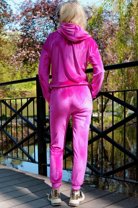 Dollien Fuchsia/Fuksja welurowy komplet dresowy z kapturem Merribel rozmiar - S