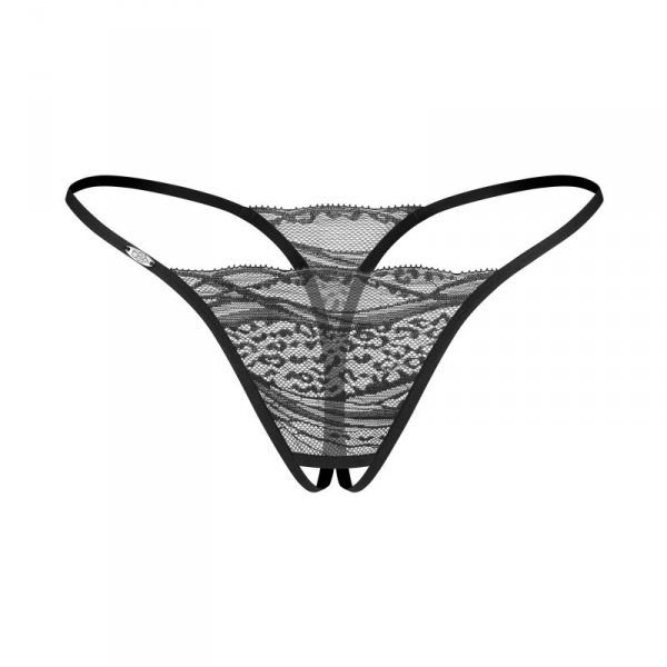 Obsessive Figi stringi otwarte Bianca czarne 2-pak