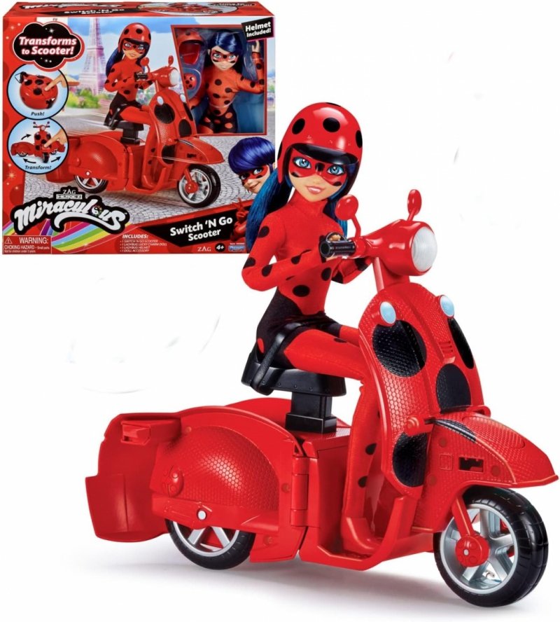Miraculous – skuter Miraculous Switch'n go + lalka Ladybug Lucky