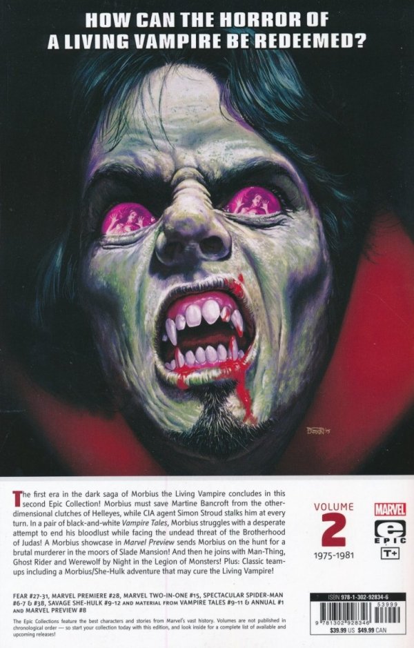 MORBIUS EPIC COLLECTION THE END OF A LIVING VAMPIRE TP [9781302928346] **promocja TOMY**